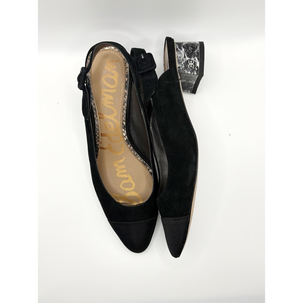 Sam Edelman Slingback Black Suede Marble Heels - Picture 3 of 6
